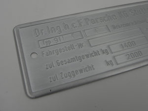 911 T Type F Chassis ID Plate 4 Line - 1972-73