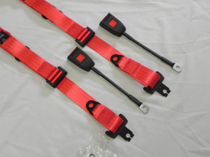 (New) 911/912/930 Pair of Red or Black Front Non-Retractable Seat Belts - 1965-93