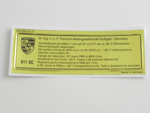 (New) 911 SC Timing Decal - 1981-83