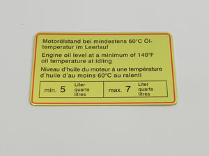 (New) 911/914 Red Bordered Engine Oil Level Decal - 1965-72