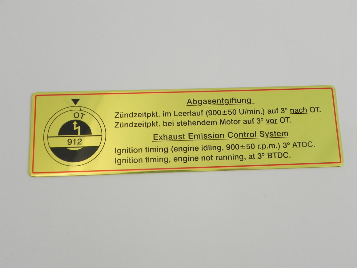 (New) 912 Timing Decal with Red Border - 1965-69