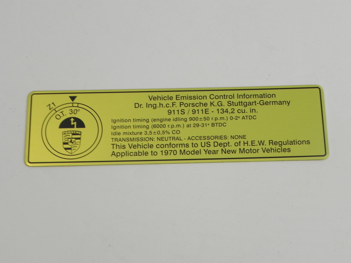 (New) 911 S/ E Timing Sticker - 1970