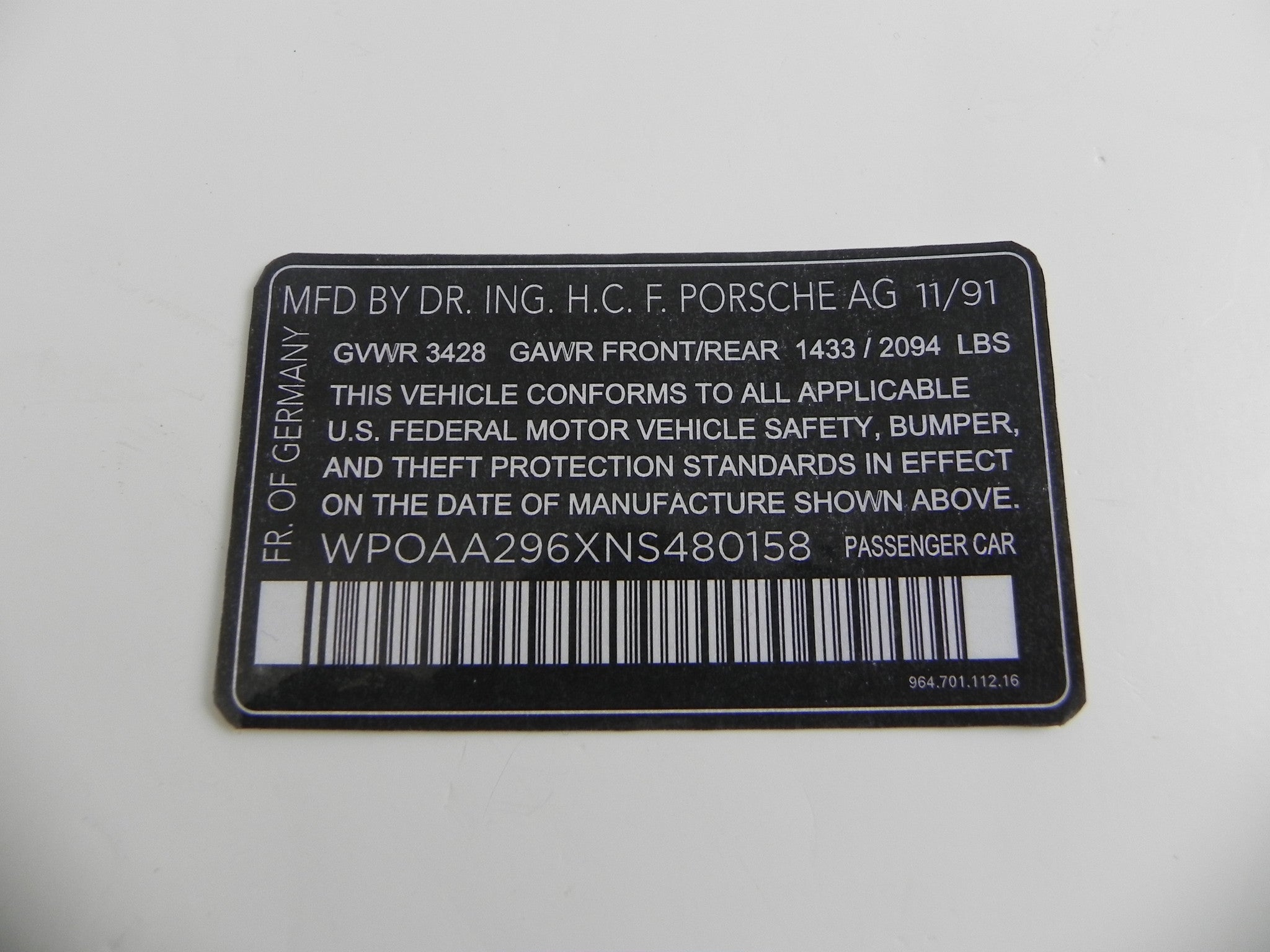 Porsche 911 / 930 Body Number Stamps –