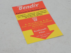 (New) 911 Concours-Quality Bendix Fuel Pump Sticker - 1965-68