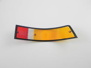 (New) 911/912/930 Genuine Left Side Euro Amber/Red/Clear Tail Light Lens with Black Trim - 1973-89