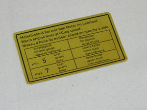 (New Damaged) 911 Engine Oil Level Decal Black Border