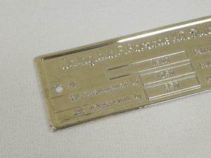 (NOS) 356 Factory Chromed-Brass Chassis ID Plate xxx/1600