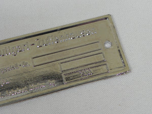 (NOS) 356 Factory Chromed-Brass Chassis ID Plate xxx/1600