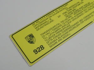 (New) 928 Engine Specifications Decal - 1978-82