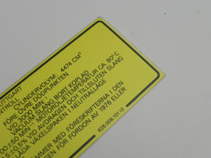 (New) 928 Engine Specifications Decal - 1978-82