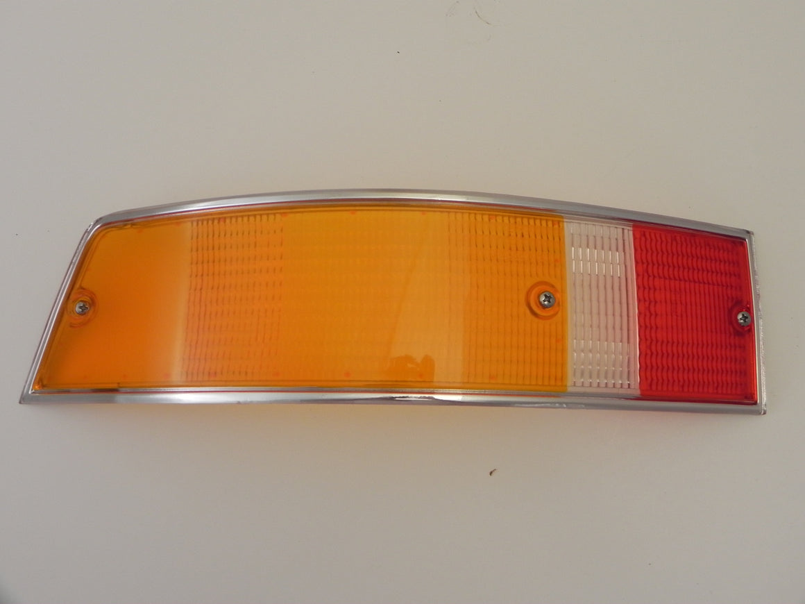 (New) Porsche European Left Tail Light Lens with Silver Trim - 1969-72