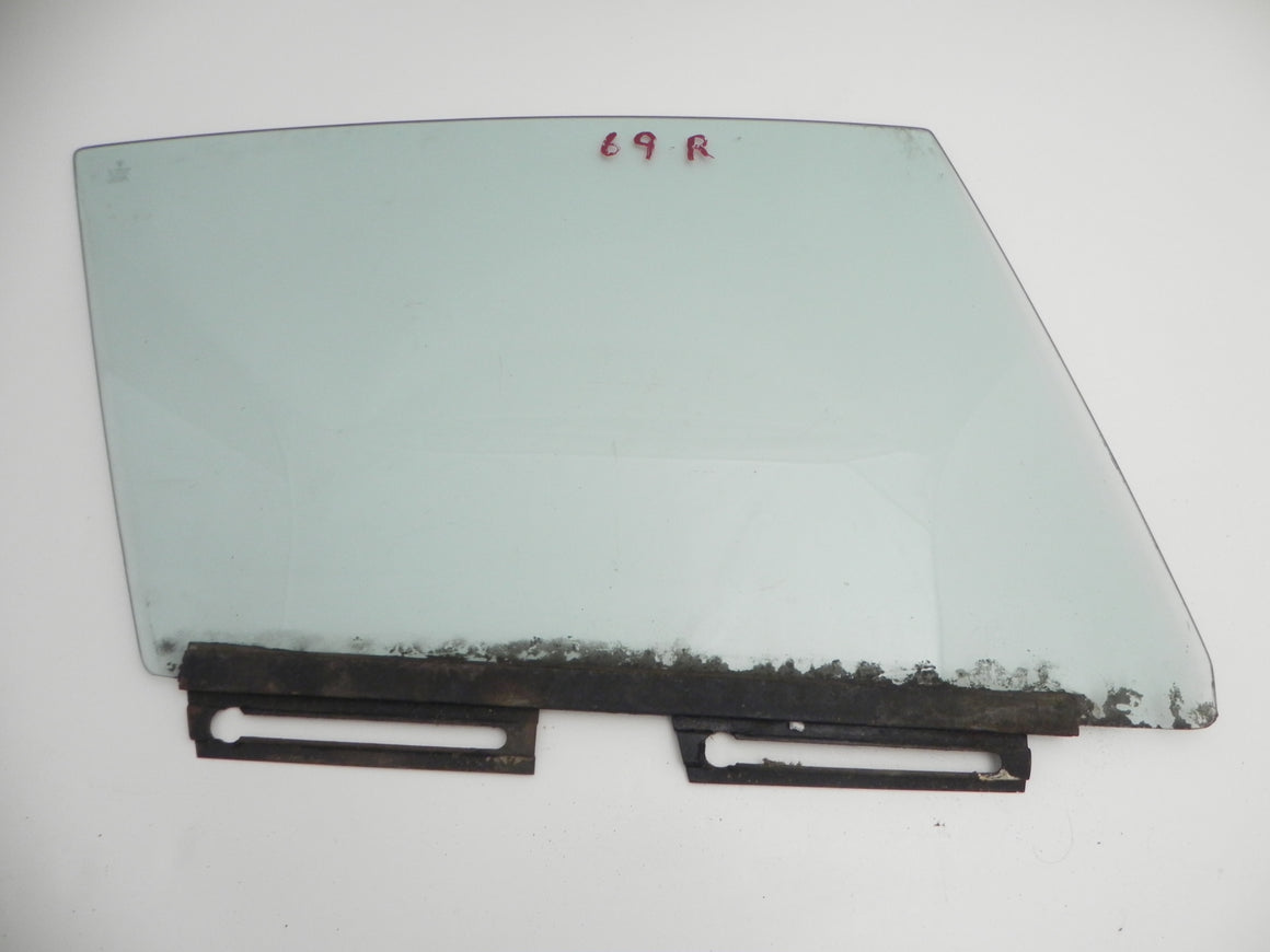 (Used) 911/912/930/964 Coupe Right Hand Green Tinted Window Glass w/ Rail - 1969-94