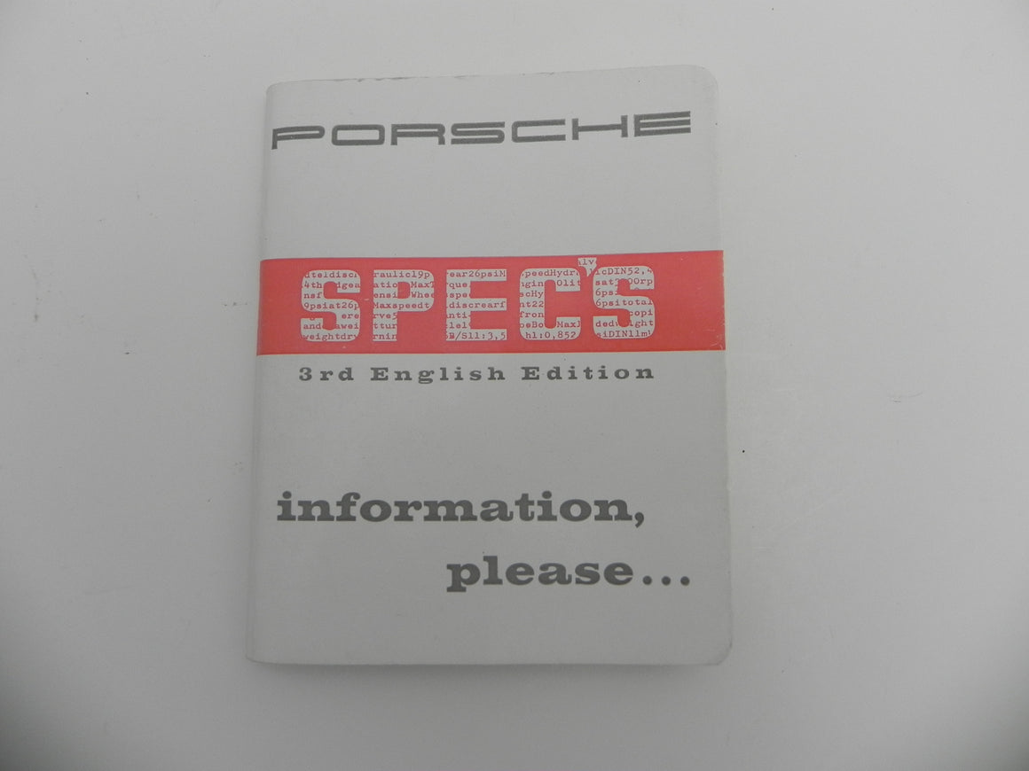 (New) 356 Porsche Spec's Booklet