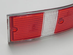 (New) 911/912 Right Side USA Red/White Taillight Lens with Silver Trim - 1969-72