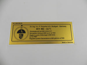 (New) 911 Carrera RS, Carrera 2.7L Timing Decal - 1972-77