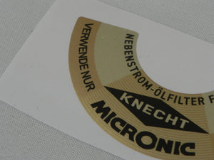 (New) 356 KNECHT Micronic Decal for Oil Canister