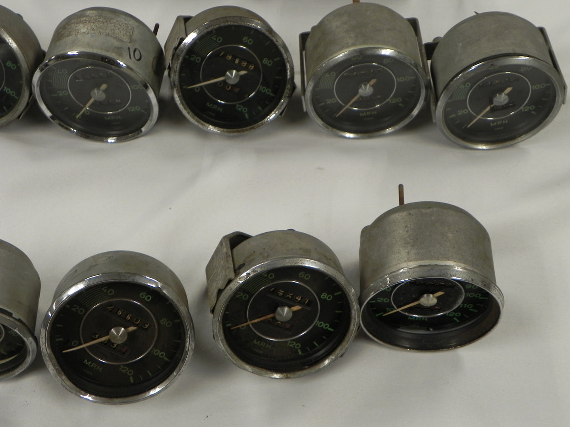 (Used) 356 Original Lot of Green Face Speedometers - 1950-65 - Sold Each