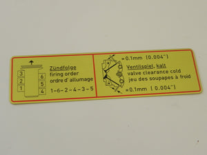 (New) 911 Engine Compartment Firing Order/Valve Clearance Decal with Red Border - 1964-66