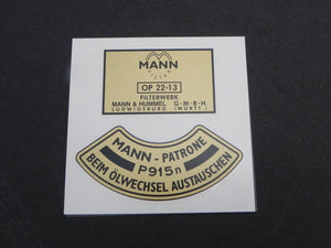 (New) 356/912 Late Mann Oil Filter Canister Decal Set