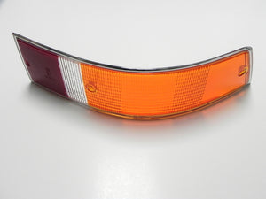 (New) 911/912 Right Side Euro Amber/Red/Clear Tail Light Lens with Silver Trim - 1969-72