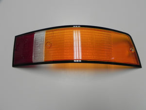 (New) 911/912/930 Right Side Euro Amber/Red/Clear Tail Light Lens with Black Trim - 1973-89