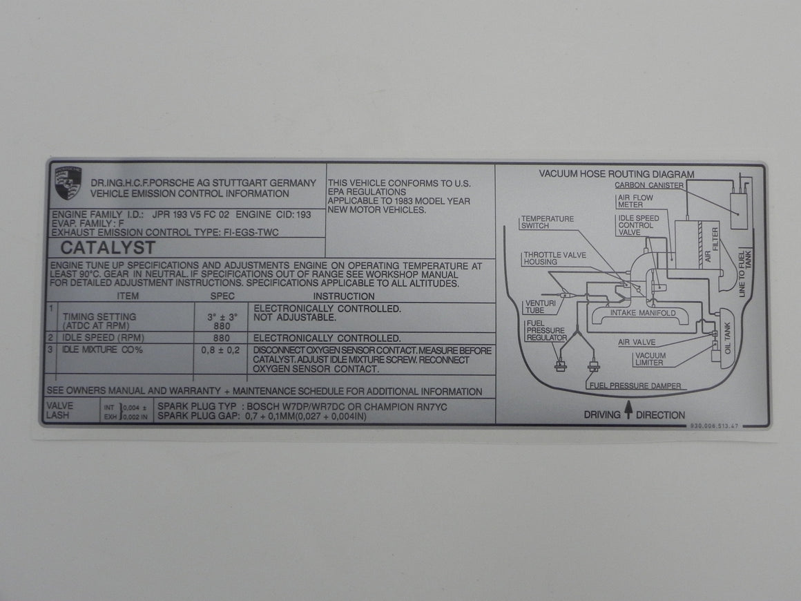 (New) 911SC Emission Decal - 1983