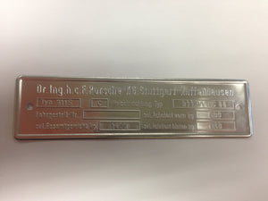 (New) 911 S 2.2L Type C Chassis ID 3 Line Plate - 1970-71