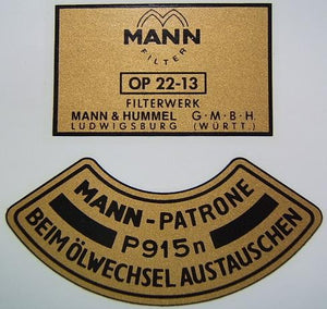 (New) 356/912 Late Mann Oil Filter Canister Decal Set