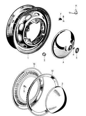 (New) 356 Wheel Spring Clip and Rivet Set 1950-65