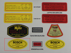 (New) 356 Bosch 6v Ignition Coil Decal - 1950-65