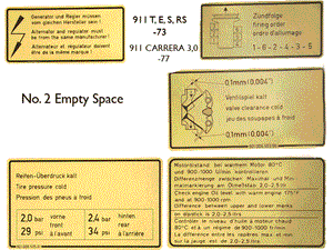 (New) 911 T/E/S/RS/Carrera Engine Bay Decal Set - 1973-1977