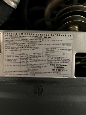 (New) 993 Carrera Engine Bay Decal Set - 1995-98