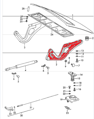 (New) 911/912 Engine Lid Hinge Left - 1965-89