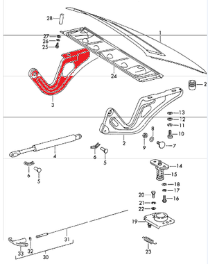 (New) 911/912 Engine Lid Hinge Right - 1965-89