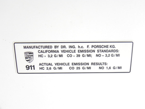 (New) 911 T/E/S California Window Emission Control Decal - 1969-73