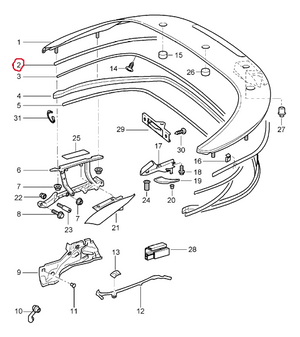 (New) 911 Cabriolet Top Lid Sealing Strip - 1999-05