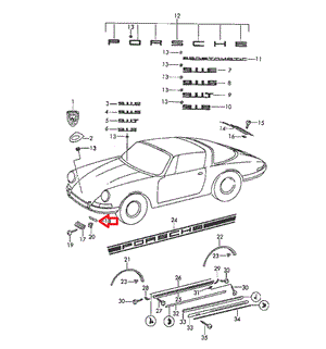 (New) 911/912 Horn Grille Black Seal - 1965-73