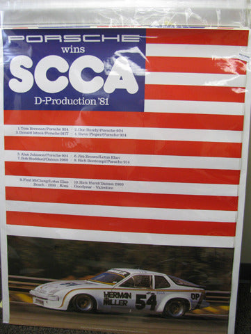 924 Porsche Wins D-Production - Red, White, Blue Poster