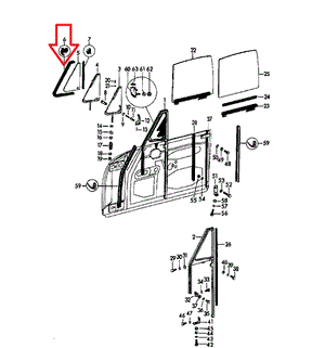 (New) Left Cabriolet or Karmann Hardtop Vent Window Seal - 1958-65