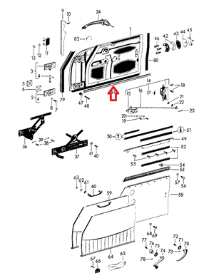 (New) 356 Lower Door Seal Glued to Door - 1962-65