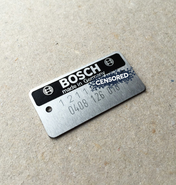 (New) 906/911 R/T/E/S/RS/Carrera Bosch MFI Fuel Pump Aluminum ID Plate - 1966-75