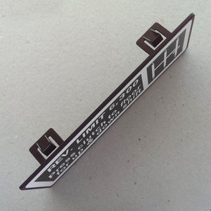 (New) 911 IROC/RSR Radio Delete Plate Rev. Limit 6300 RPM - 1978-89