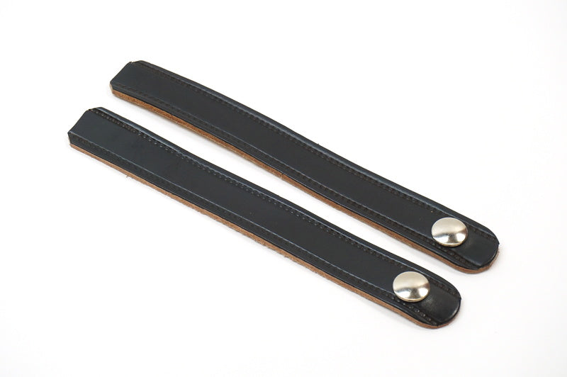 (New) 911/912/930 Pair of Leather Rear Seat Straps Black/Natural - 1966-93