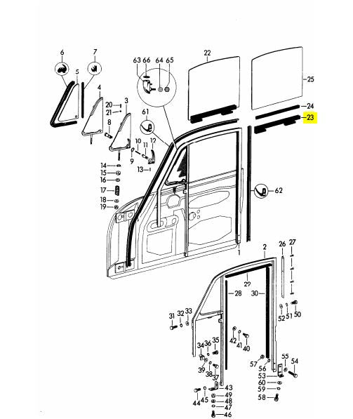 (New) 356 B/C Coupe Window Lifting Rail, Left Side - 1959-65