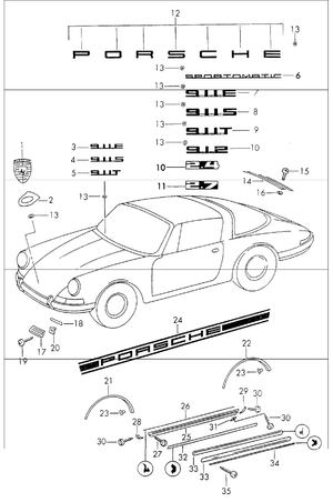 (New) 356/911/912 Narrow Rocker Rubber Insert - 1959-73