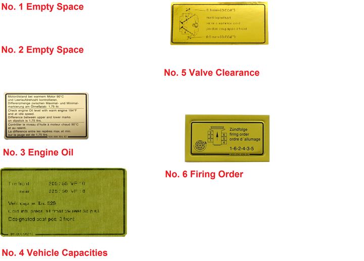 (New) 911 SC Engine Bay Decal Set - 1978-83