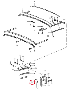 (New) 911 Speedster Convertible Top Side Gasket Left Rear - 1994