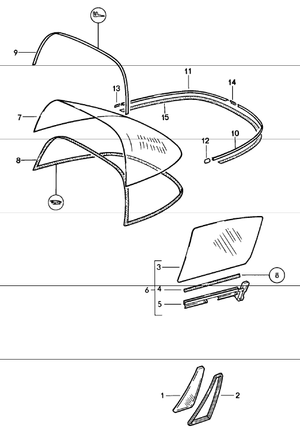 (New) 911 Targa Black Rear Window Trim Clip Right - 1974-89