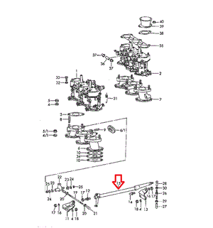 (Used) 911 Weber Throttle Control Shaft - 1965-69