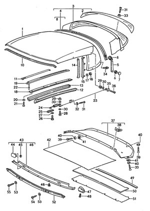 (New) 911 Cabriolet Convertible Top Gasket Right Outer - 1986-94